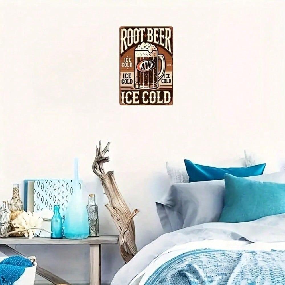 A&W Root Beer Vintage Tin Sign Retro Metal Wall Art Rustic Americana Decor For Bar Kitchen Garage Man Cave
