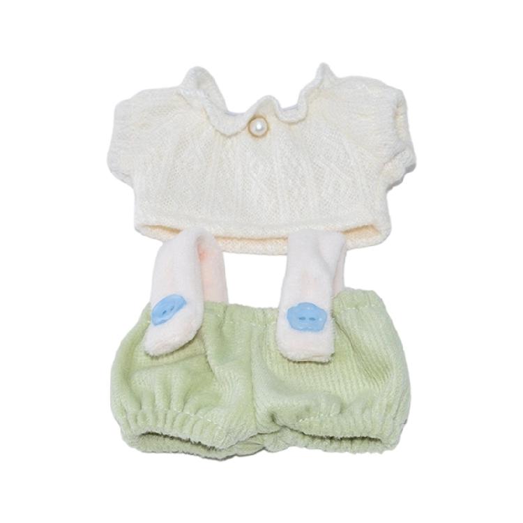 Pretend Play Cotton Doll Costume Fashion Clothes Collection with Top Overalls Garment for 10cm Plush Doll Dressingup
