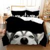 3D Dog Printed Duvet Cover Set King Queen Full Size Kids Teens Boys Bedding Set Black Cute Pet Puppy Polyester Comforter Cover