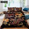 Fire Dragon Duvet Cover Set Magical Dinosaur Bedding Set Jungle Animals Pattern Wildlife Style King Size Polyester Quilt Cover