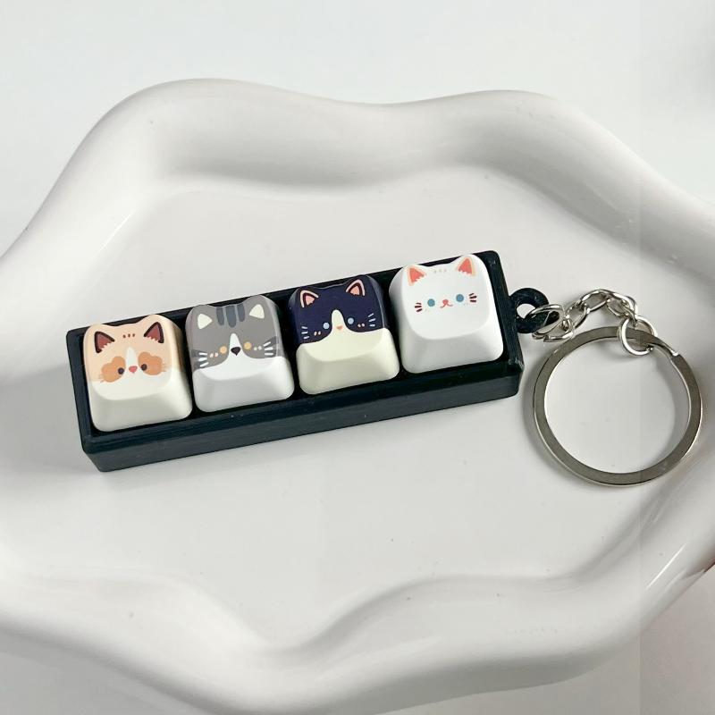 Cute Cartoon Cat Shaped Keycaps Vivid Patterns Smooth Touch Replaceable for Mechanical Gaming Keyboard DIY Desktop Decor