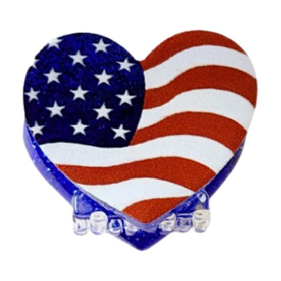 

Hair Pin 4th of July USA Flag Pattern Red Blue White Striped Print Anti-Slip Design Hairpin Star Heart Tops Hat Shape Hair Clip Hair Accessory A