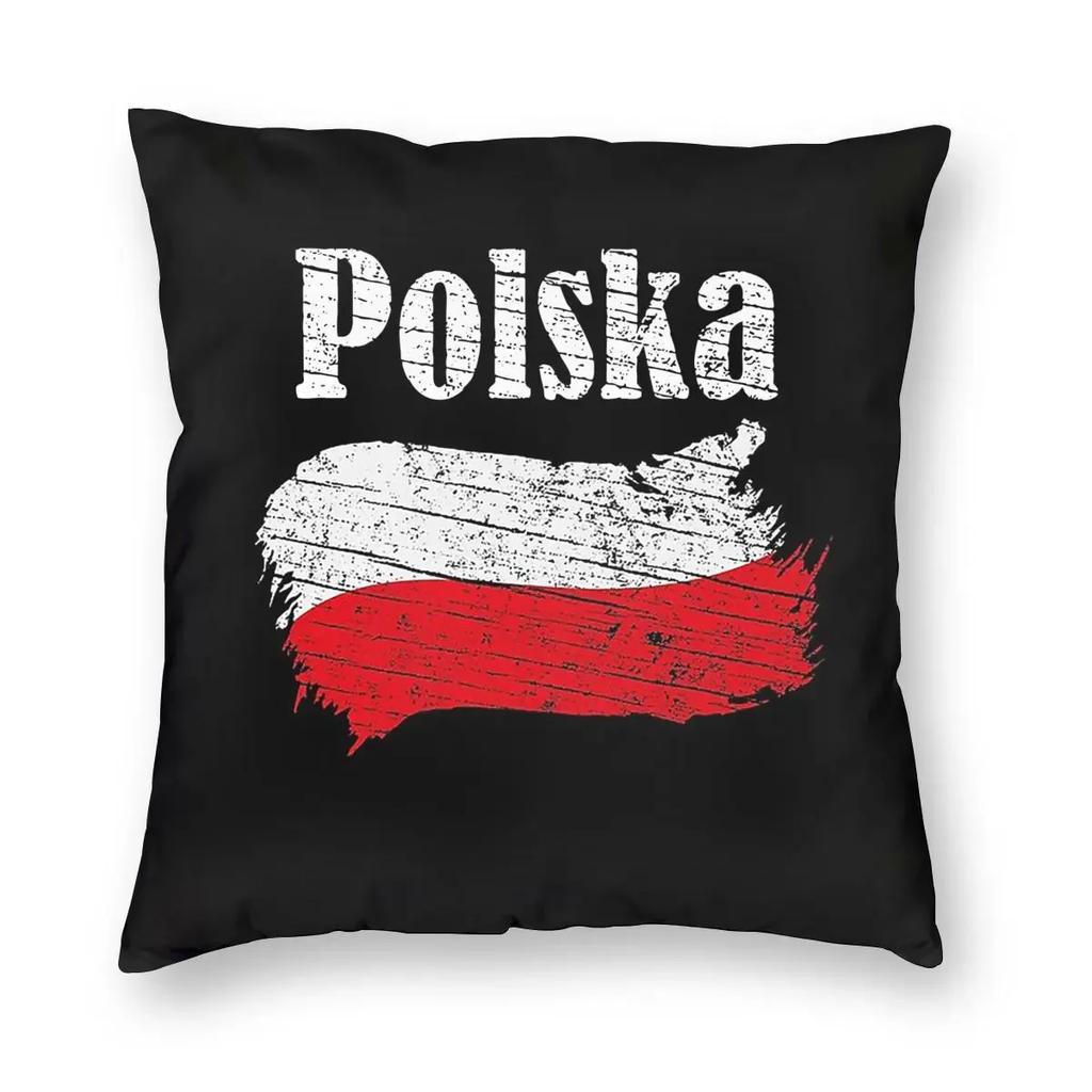 Polska Polish Flag Vintage Poland Lovers Square Pillow Case Decorative Pillow  Cushion Covers
