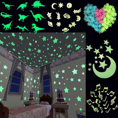 Luminous Wall Stickers Star Dinosaur Cosmic Notes Room Decoration Stickers Cartoon Cute Background Wall Creative Dressing Up TMZ