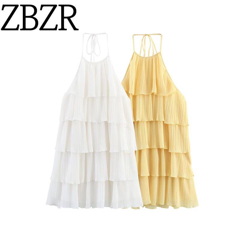 Zbzr Spring New Women Clothes Western Style Fashion Hanging Collar Laminated Decoration Dress 1165452 300