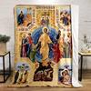 Icon of Jesus with Religious ScenesFlannel blanket for bedroom, living room, sofa, and nap