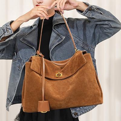 Bag Women's Leather Kerritot Bag, Frosted Cowhide Premium Large Capacity Shoulder Portable Underarm Bag