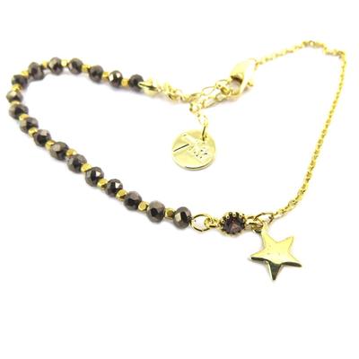 [P8293] - Handcrafted Bracelet 'A Star Is Born' Black Gold - 6x6 Mm