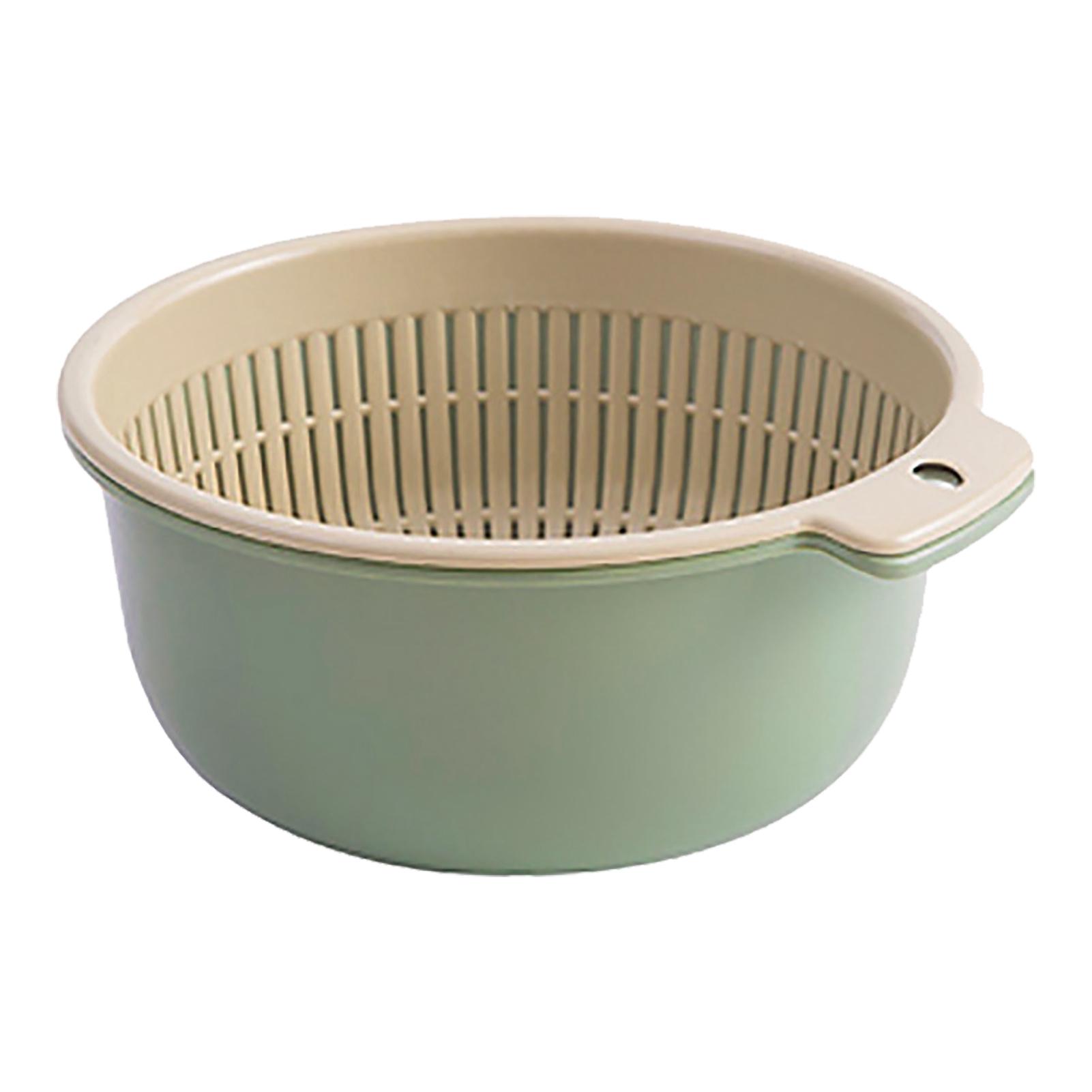 

Double-Layer Fruit and Vegetable Drain Basket Round Plastic Thickened Storage Basket for Washing and Draining Vegetables бірюзовий