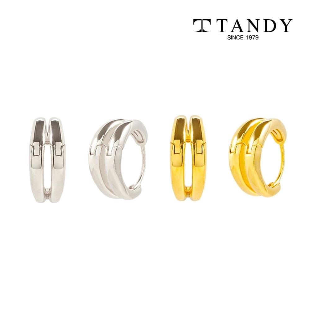 

[Tandy] Tanndy Silver 925 One-Touch Ring Earrings Tde303 (Choose 1 of 2) SILVER
