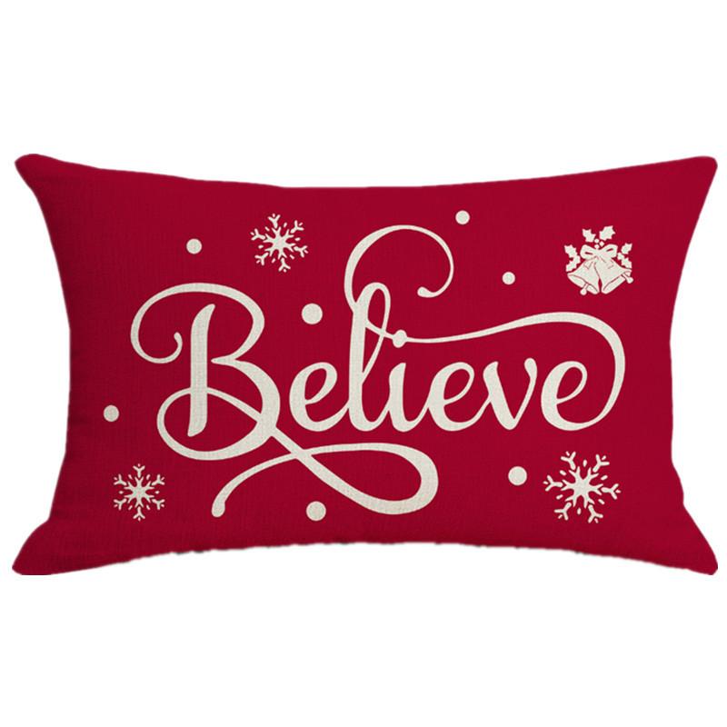 

Рождественская декоративная наволочка, набор из 2 штук, Счастливого Рождества, чехол для диванной подушки, Believe, поясничная подушка, наволочка 30 * 50Cm (excluding pillow core)