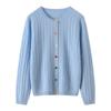 Kangsai Ni 100% Pure Cashmere Women's Slimming Round Neck Cardigan Sweater for Autumn/Winter