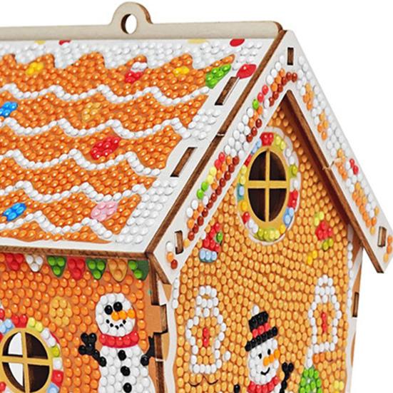 Julgransdekoration Pepparkakshus Trä DIY Pusselset Familjehelg Träd Prydnad Heminredning