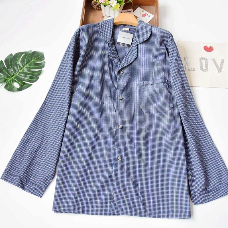 

Foreign Trade Spring and Summer Thin Loose Casual Pajamas BLUE CHECK XXL