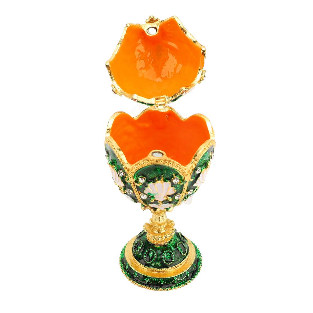 Egg Style Trinket Box Hinged Enamelled Rhinestones Multifunctional Home Decor Alloy Vintage Jewelry
