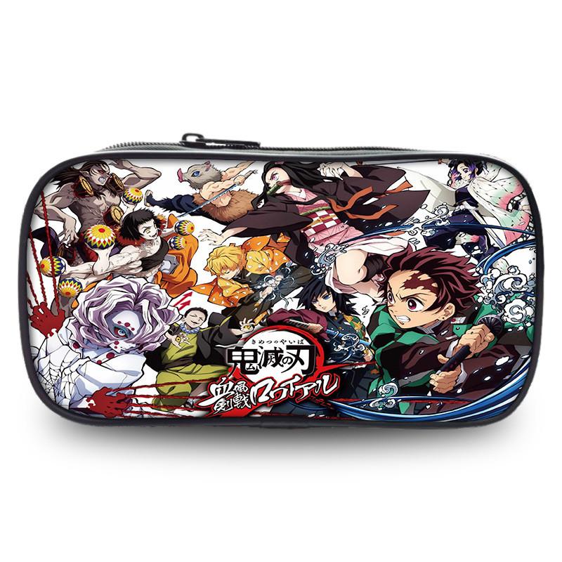 Spacious Oxford Demon Slayer Pencil Case For Students With Casual Style