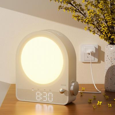 Lampe d'alarme Blonbar avec 10 bruits blancs pour le sommeil, pluie de météores, lampe lune à intensité variable pour la nuit, lit adapté pour et adultes, horloge, paramètres de réveil, 10 minutes