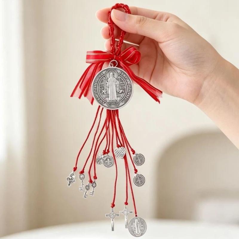 1Pcs/2Pcs Vintage Saint Benedict Medal Pendant Prayer Alloy Hanging Ornaments Blessing San Benito Medalla Cross
