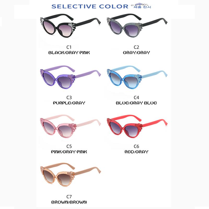 Kids Cute Glitter Cat Eye Sunglasses Lovely Wing Decor Frame Anti-UV Gradient Lens Colorful Fashion Eyewear for Boys and Girls Party Beach Outdoor