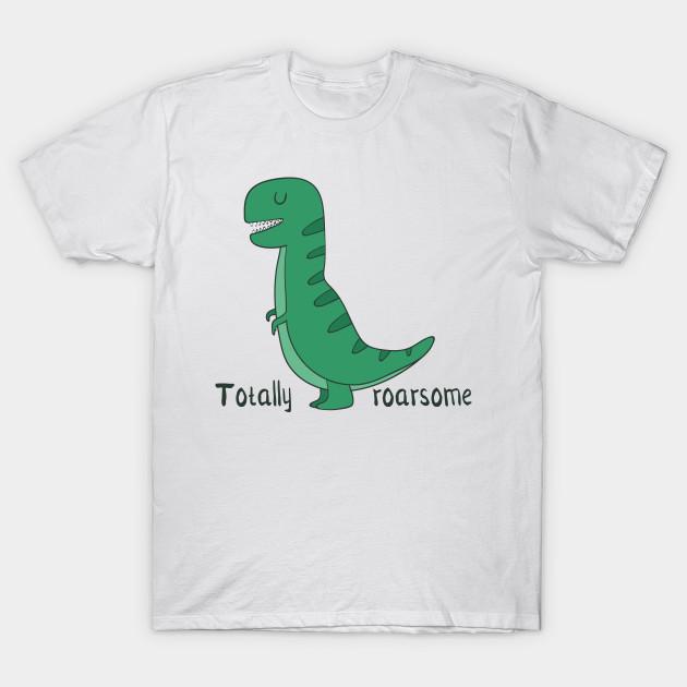 Men Black Print T-shirt Totally Roarsome, Cute Dinosaur No-Cut Transfer Paper Print Cotton Tshirt 2XL белый