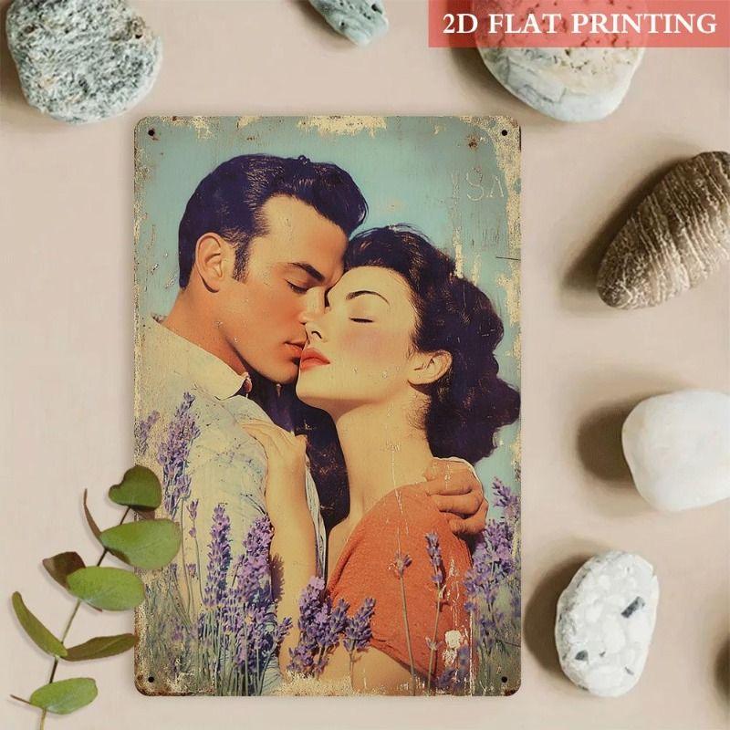 

Vintage Valentine s Day Metal Decorative Painting Gift for Couples Bedroom Living Room Cafe