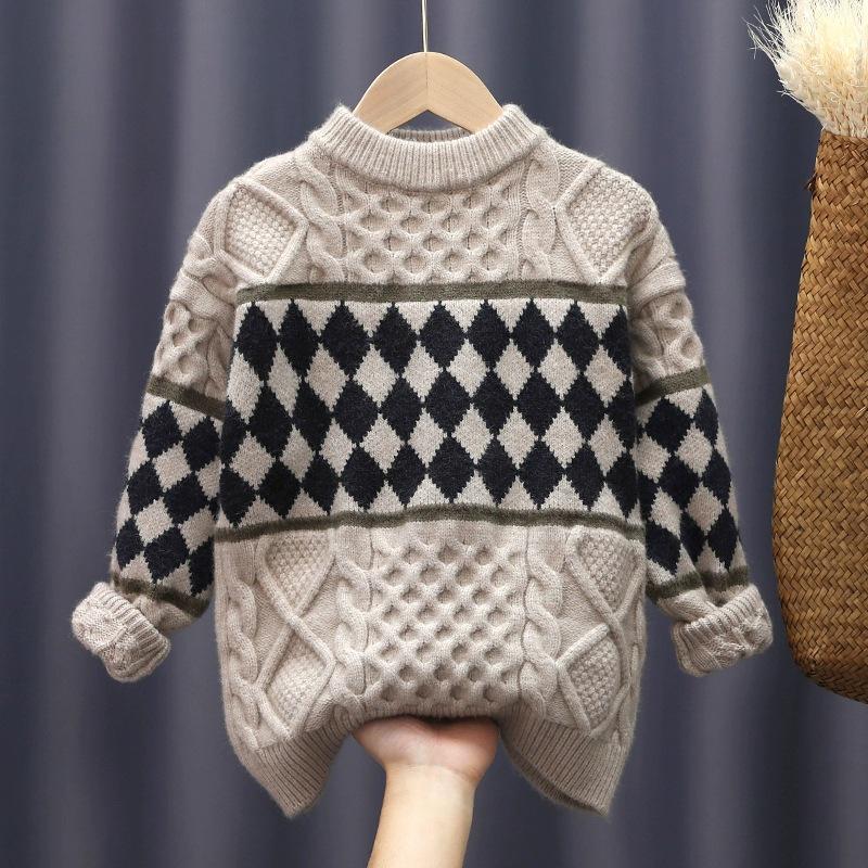 Ciepły dzianinowy sweter chłopięcy na jesień/zimę, wiek 8-12 lat
