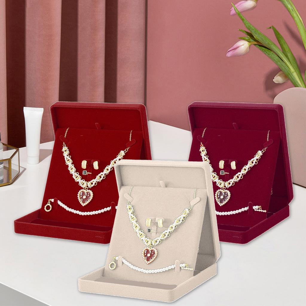 Samt Schmuckorganizer Stilvolle Aufbewahrungsbox für Halsketten Ringe Ohrringe Armbänder Geschenk für Hochzeiten und Jubiläen