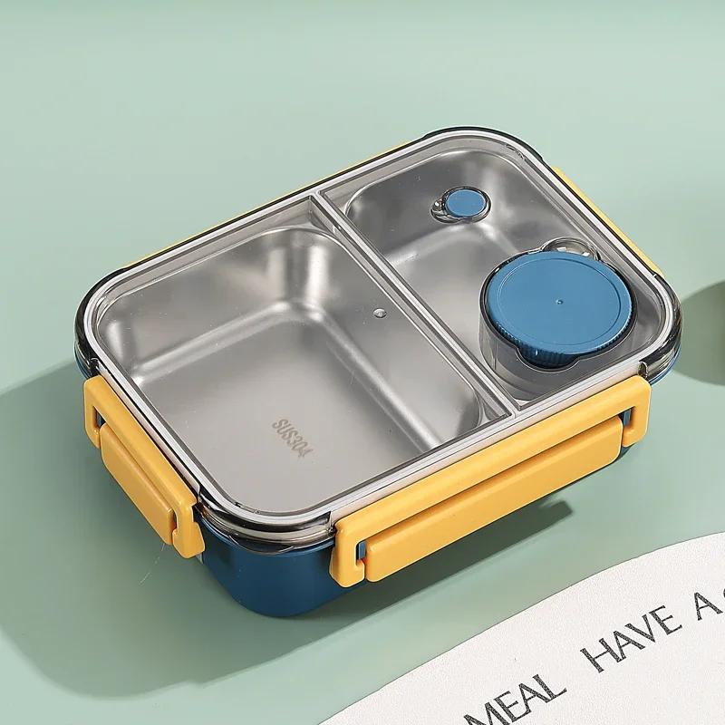 304 Stainless Steel Lunch Box with Tableware for Adults Kids Leakproof Lunch Container Portable Grids Bento Box Food Containers