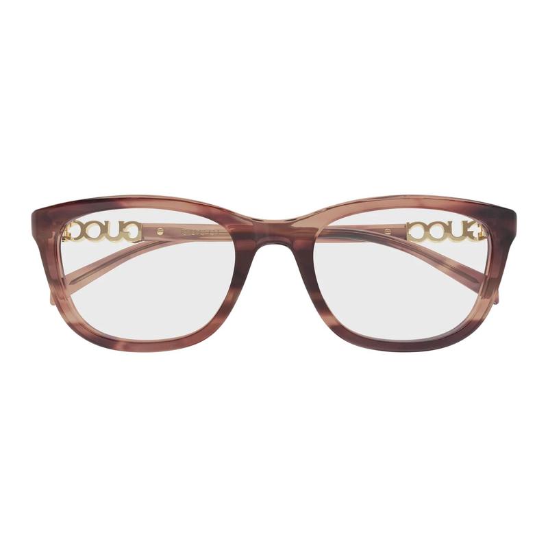 Gucci Optical Glasses [Available Prescriptions] Integrated Plate 003 (bright Brown Frame/transparent Lens) 53 Dust Bag + Glasses Case (random Color)