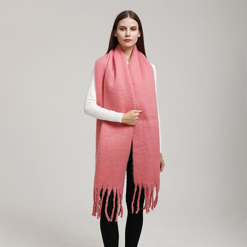 Winter Solid Color Tassels Cashmere Scarf Keep Warm Woman Pashmina Shawl Ladies Fashion Long Scarves Wraps  210*30Cm