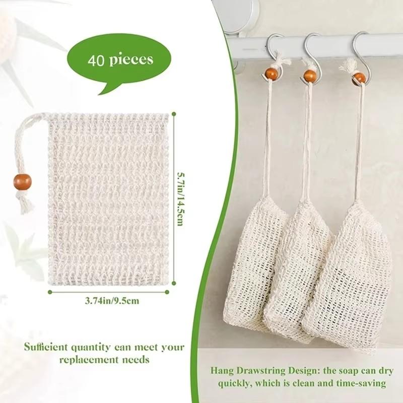 1-10 Stück Duschbad Sisal Seifenbeutel Natürlicher Sisal Seifenbeutel Peeling Seifensparer Beutelhalter für Bad & Dusche Seifenaufschäumende Netzbeutel