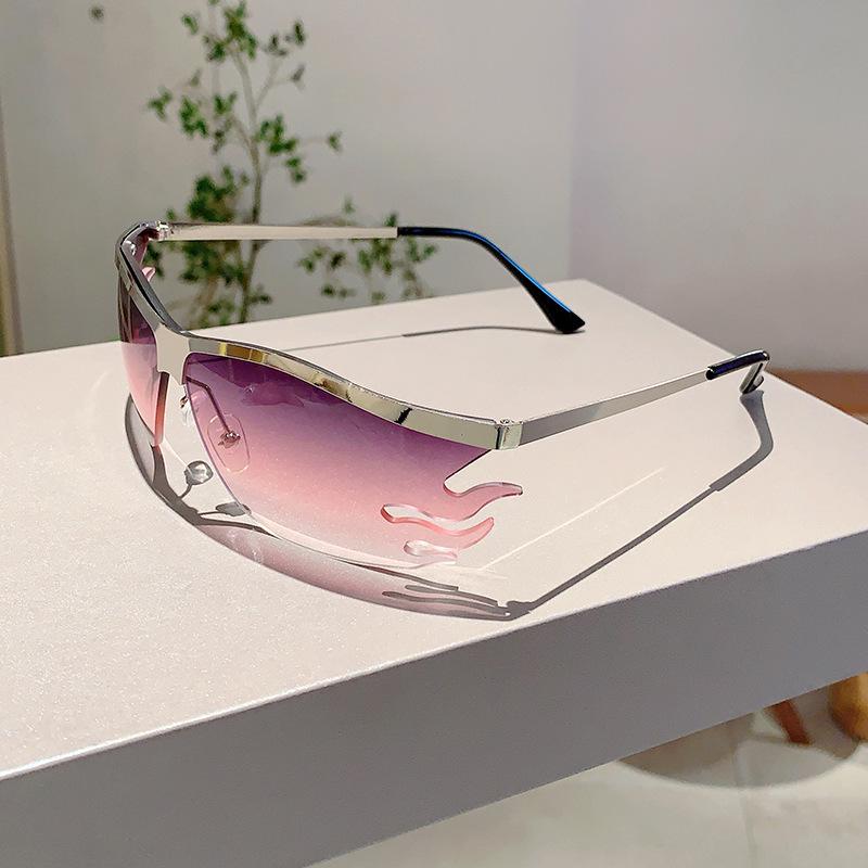 Personalized Eyebrow Frame Flame Fashion Sunglasses Frameless Trimmed Trendy Versatile Outdoor Sports Sunglasses