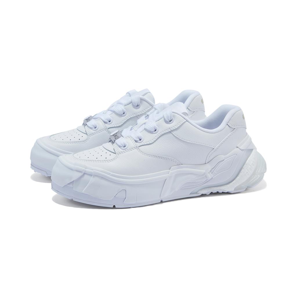 Li Ning Wu Ji Comfortable Versatile Non-Slip Wear-Resistant Low-Top Skate Shoes Women Sneakers White AZGT084-1