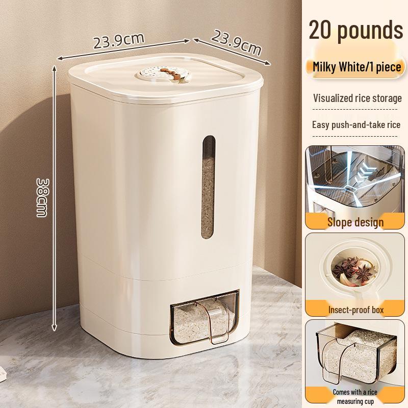 Rotatable Household Rice and Grain Storage Box: Insect & Moisture-Proof, Sealed, Compartmented Bucket