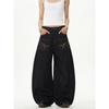 Jeans Larghi Unisex a Vita Media Deostrutturati Vestibilità Larga Vintage Americano Lavato Baggy in Denim Pantaloni Rilassati Lunghi Fino a Terra