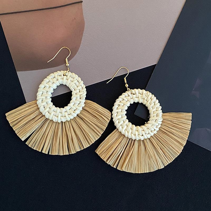 

Богемный Стиль Бамбуковые и Ротанговые Соломенные Серьги Рафия Уникальные Преувеличенные Серьги-Гвоздики Летний Морской Отпуск Стиль Серьги-Украшения