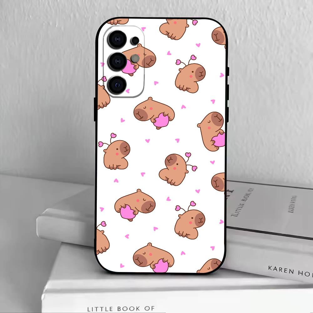 Roztomilý K-Kawaii Kapybara   Pouzdro na telefon Černý silikon Měkké Pro Samsung S25,S24,S21,S22,S23,S30,Ultra,S20,Plus,Fe,Lite