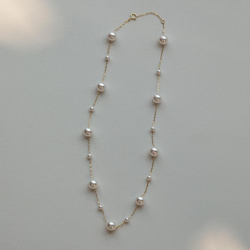 

Imported Shijia Pearls from the USA14K Gold-plated, non-fading, super elegant, scattered starry sky necklace, collarbone chain, versatile The basic model has a tot