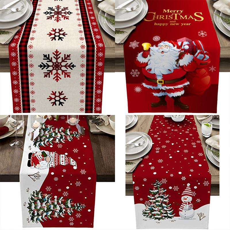 1PC Print Snowman For Home Xmas Table Decor Creative Christmas 33*183cm Table Runner Table Mat