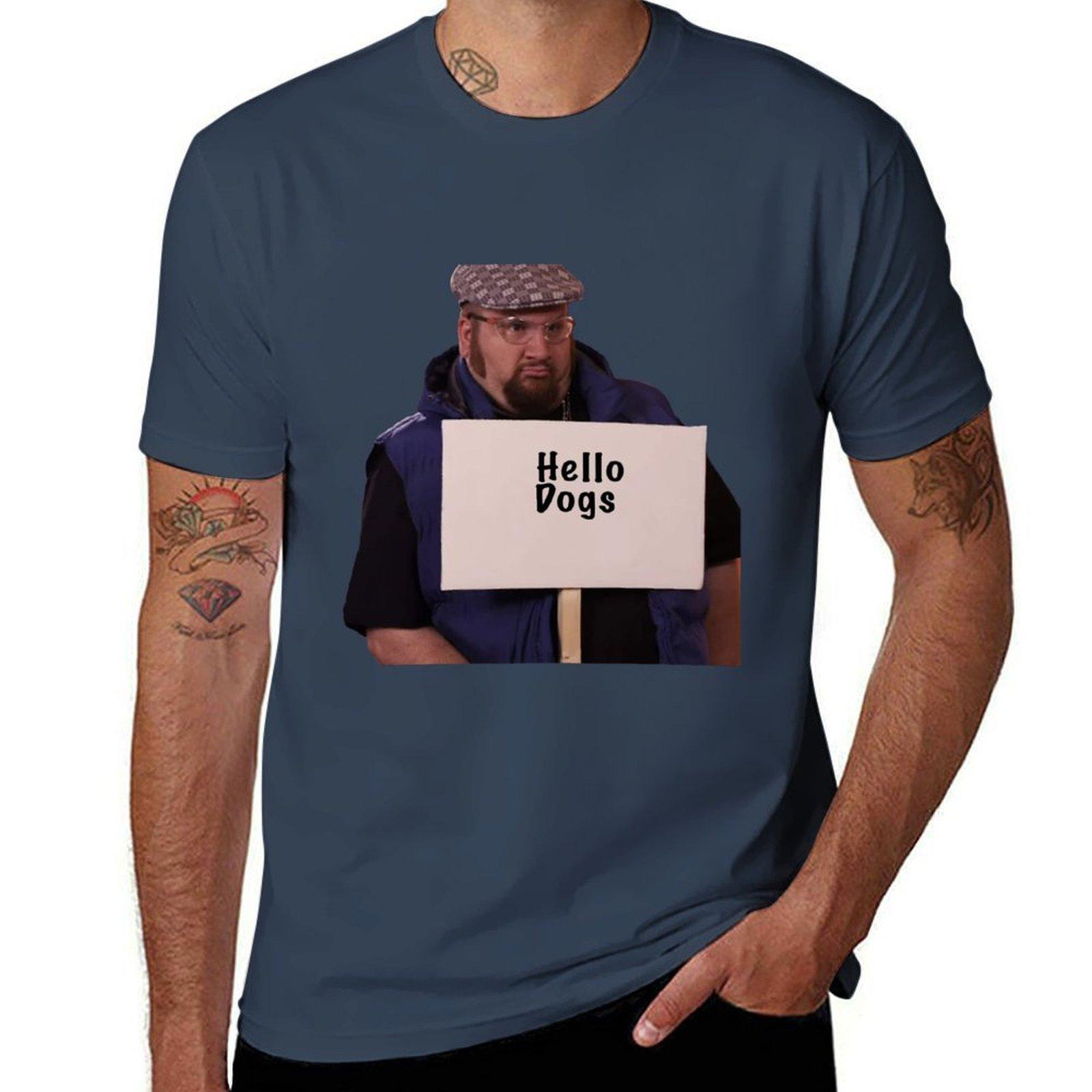 Gustavo Hello Dogs TShirt Casual Soft Cotton Short Sleeve Tee S