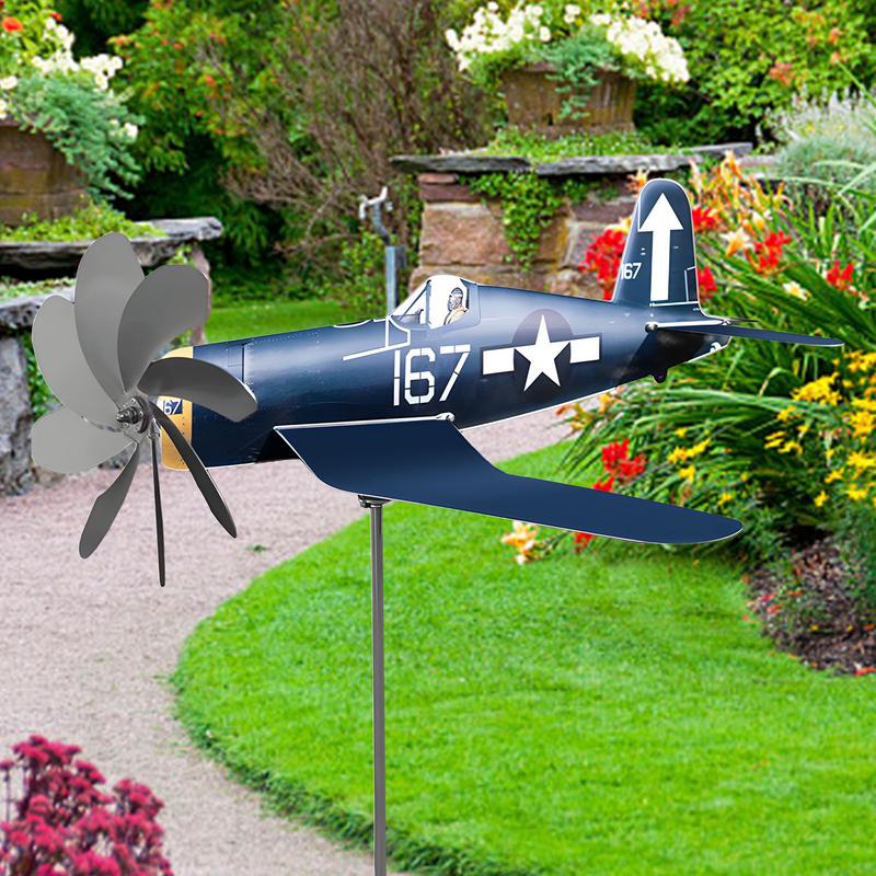 Aircraft Garden Windmill Airplane Wind Spinners Weatherproof Stainless Steel Wind Powered Wind Catcher Garden Art Decorations