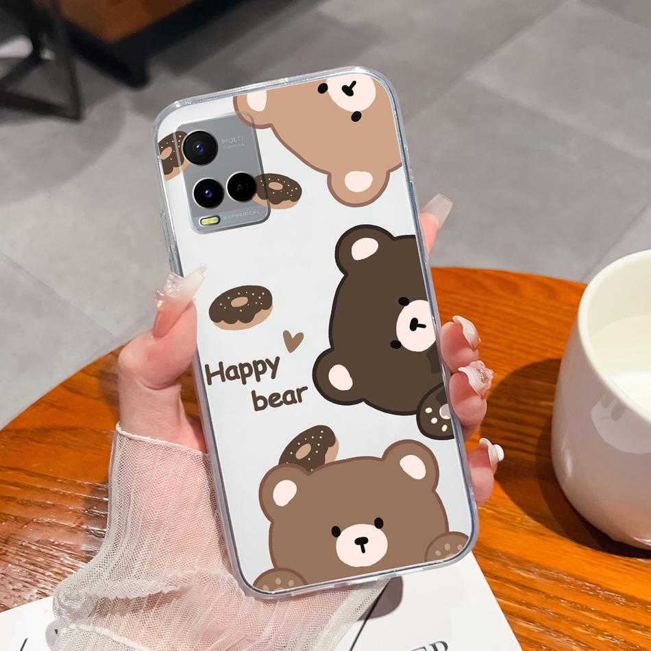 For Vivo Y21 Y21S Y21T Y21A Y21E Y21G Phone Case Painted Flowers Soft Clear TPU Silicone Funda For Vivo Y 21 Lightweight Bumper