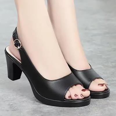 Women's High Heel Sandals Elegant Women's Fish Mouth Shoes Hollow Open Toe Buckle Sandals Summer Sandalias De Mujer
