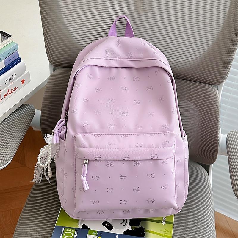 Schoolbag Mori Ins New High-value Fresh and Sweet Bow Backpack Junior High School Lightweight Leisure Travel Backpack