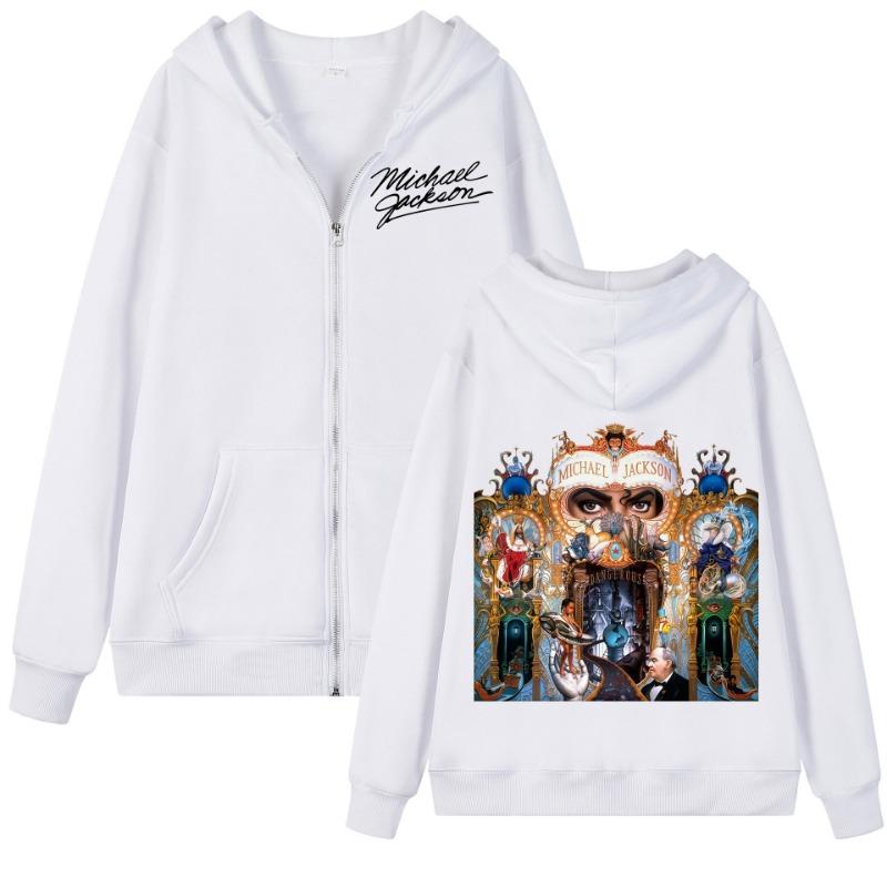 Singer Michael  Album Graphic Zipper Hoodie Men Rock Zip Up Pullovers Harajuku Y2k Style Hooded Sweatshirts