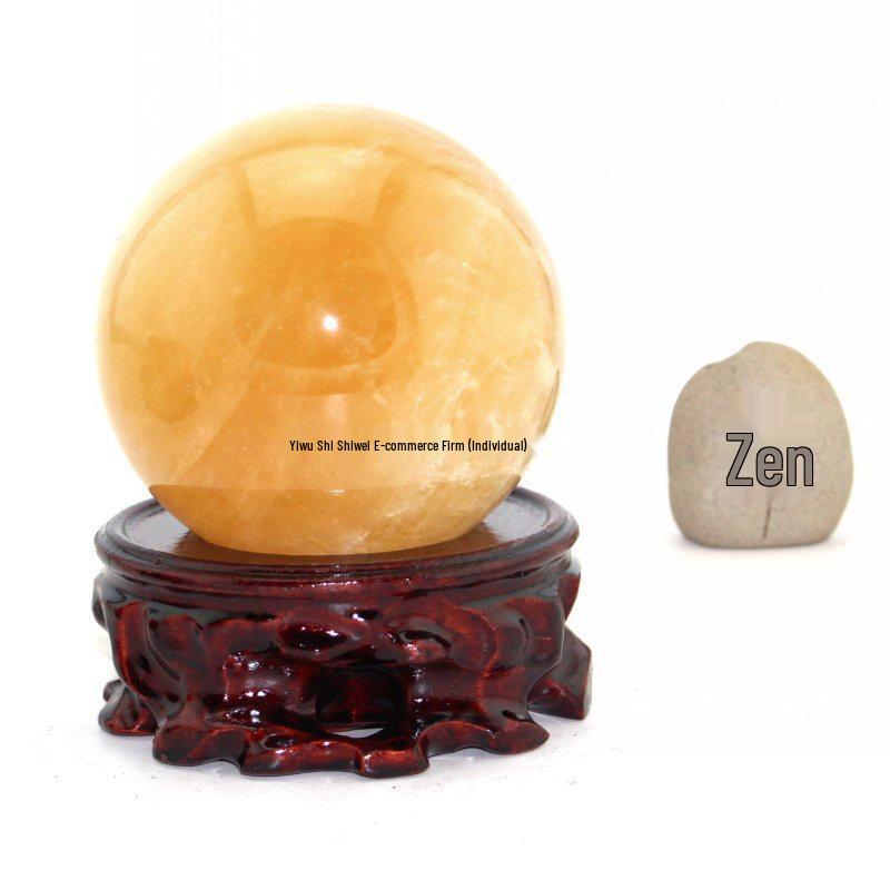 Gourd Crystal Ball Wooden Base Handcrafted Round Concave Stand