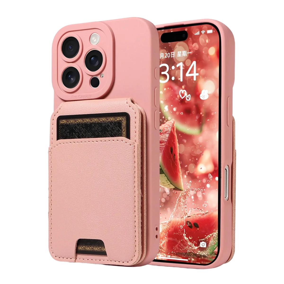 

TPU Leather Wallet Case for IPhone16 15 14 13 12 11 Pro Max Plus Mini 7 8 Full Camera Cover Anti-Scratch & Shockproof Phone Case Artificial leather&iPhone 12 mini розовый