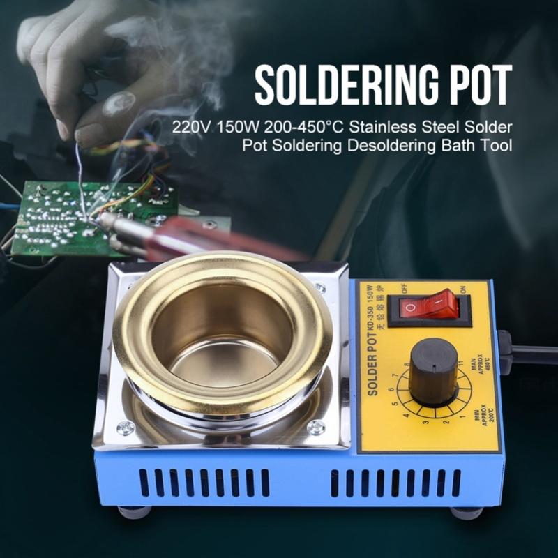 150W Lead Free Solder Pot Soldering Desoldering Bath Titanium Plate 50mm 200-480℃