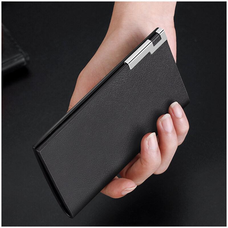 Simplicidade moda cartões de couro real carteiras homens fino titular do cartão de crédito fino id vip titular do cartão terno negócios dos homens acessórios