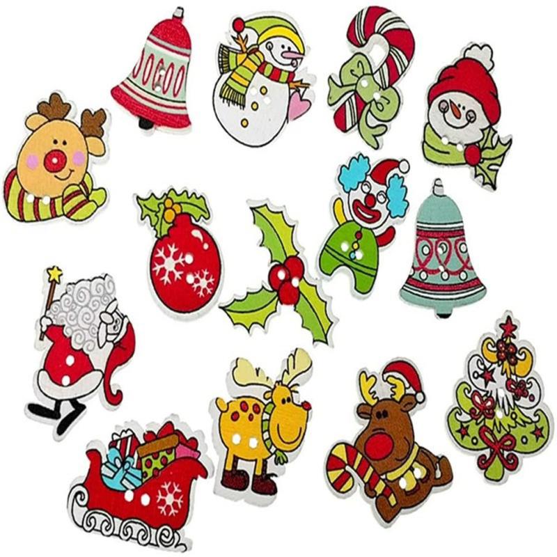 100pcs Mixed Wooden Crafts Diy Christmas Ornaments Christmas Decorations For Home Party New Year